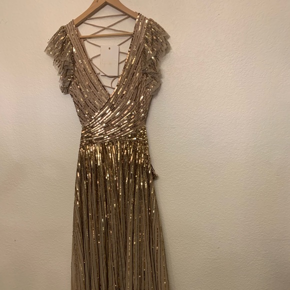 Mac Duggal Dress Sequin cut out Lace up gown - Picture 9 of 14